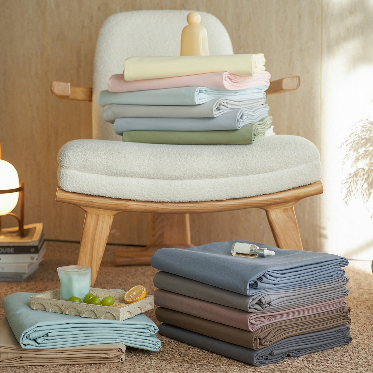 91家纺网 家纺一手货源 找家纺 轩和家居 2025新款全棉高支旧感砂洗长绒棉单被套 组合