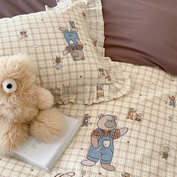 91家纺网 家纺一手货源 找家纺 （总）咏绒家纺工厂店 2025新款全棉卡通刺绣荷叶边床裙款四件套