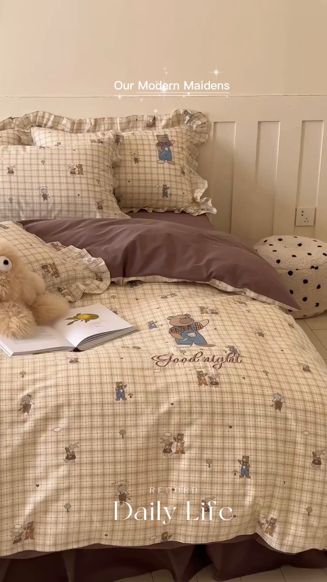 91家纺网 家纺一手货源 找家纺 （总）咏绒家纺工厂店 2025新款全棉卡通刺绣荷叶边床裙款四件套