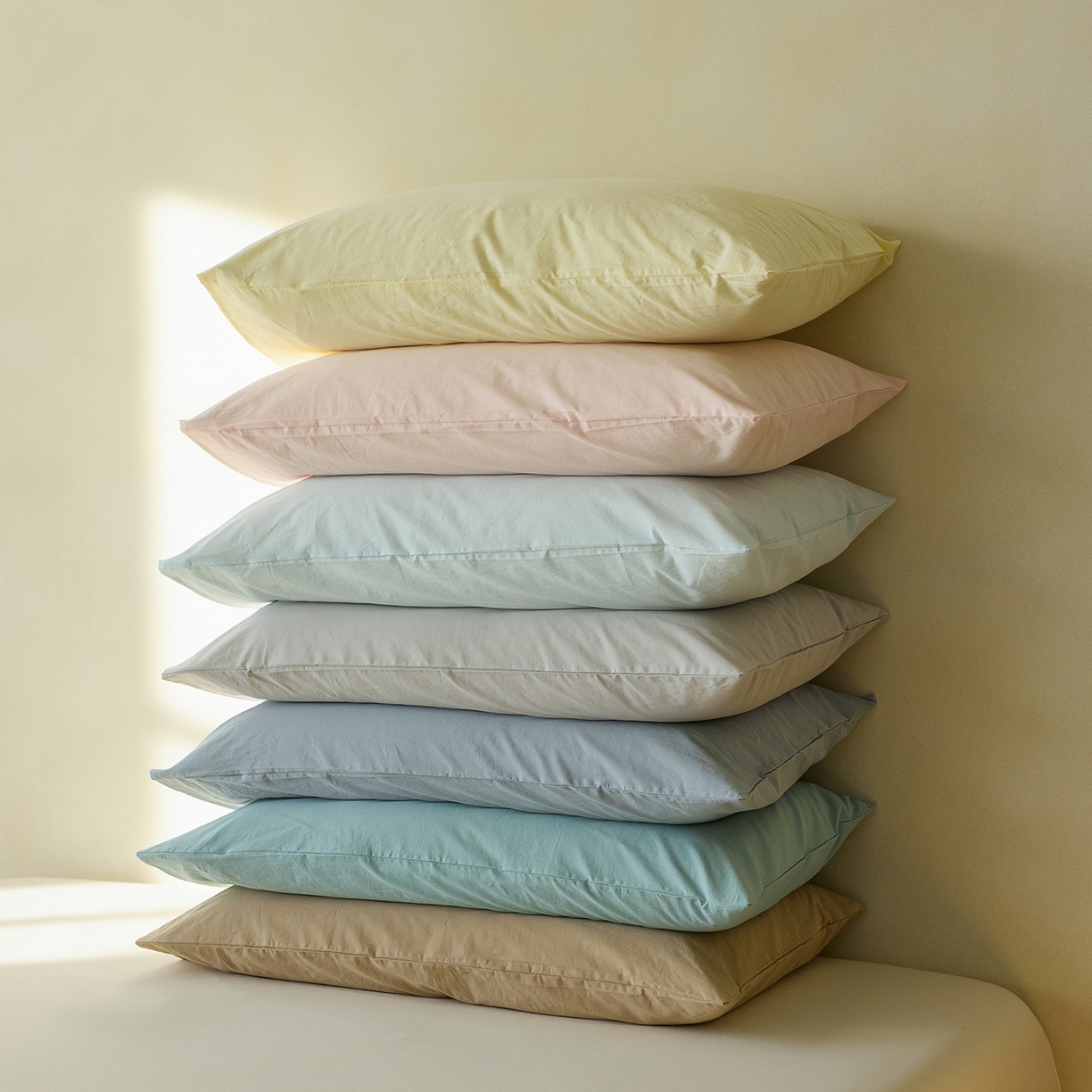 91家纺网 家纺一手货源 找家纺 （总）轩和家居 2025新款全棉高支旧感砂洗长绒棉单枕套