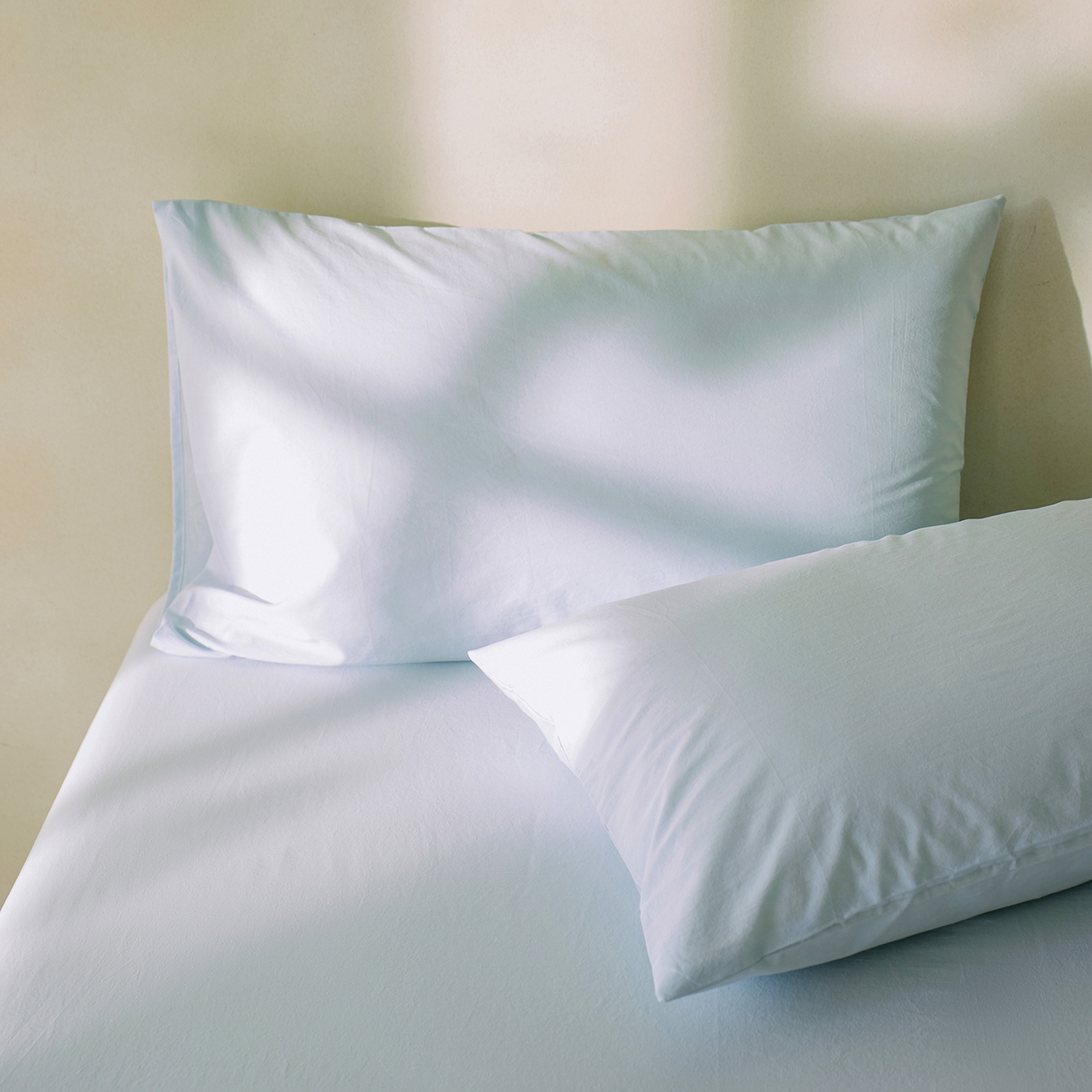 91家纺网 家纺一手货源 找家纺 轩和家居 2025新款全棉高支旧感砂洗长绒棉单枕套 天空蓝