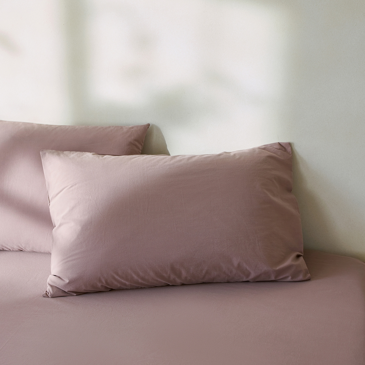 轩和家居 2025新款全棉高支旧感砂洗长绒棉单枕套 豆沙色