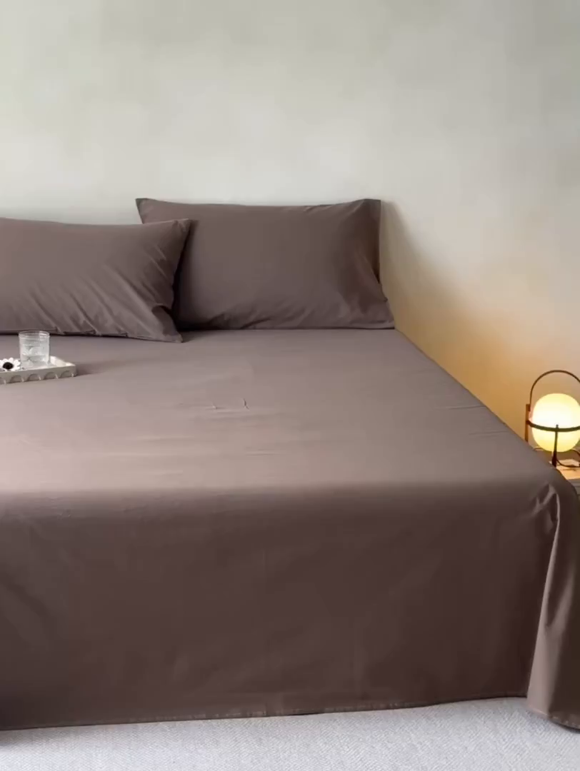 91家纺网 家纺一手货源 找家纺 轩和家居 2025新款全棉高支旧感砂洗长绒棉单枕套 落栗棕