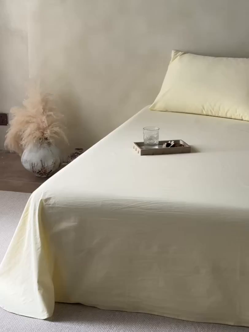 91家纺网 家纺一手货源 找家纺 轩和家居 2025新款全棉高支旧感砂洗长绒棉单枕套 淡黄色