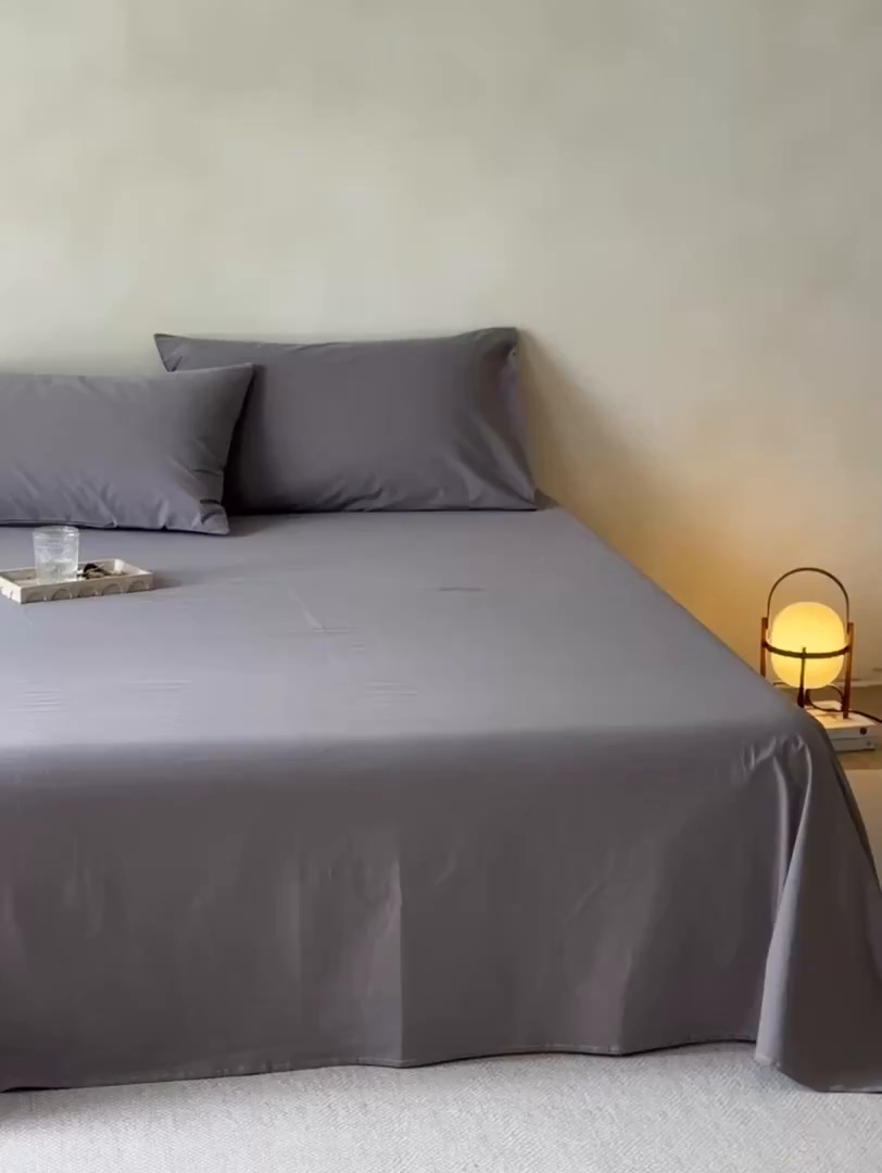 91家纺网 家纺一手货源 找家纺 轩和家居 2025新款全棉高支旧感砂洗长绒棉单枕套 暮烟灰