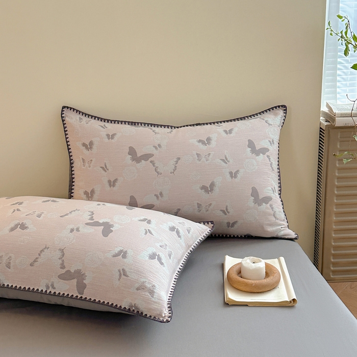 91家纺网 家纺一手货源 找家纺 （总）咏绒家纺工厂店 2025新款贝壳绣全棉A类三层纱提花款四件套