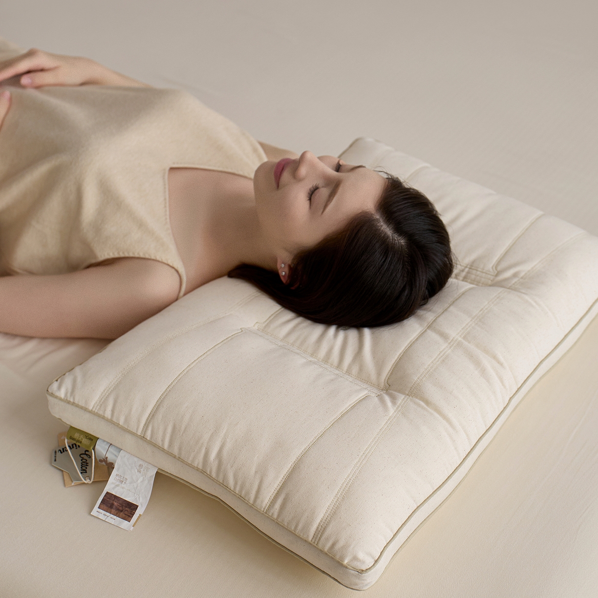 91家纺网 家纺一手货源 找家纺 （总）北鸣有鱼枕芯馆 2025新款麻棉分区护颈枕-清风竹影