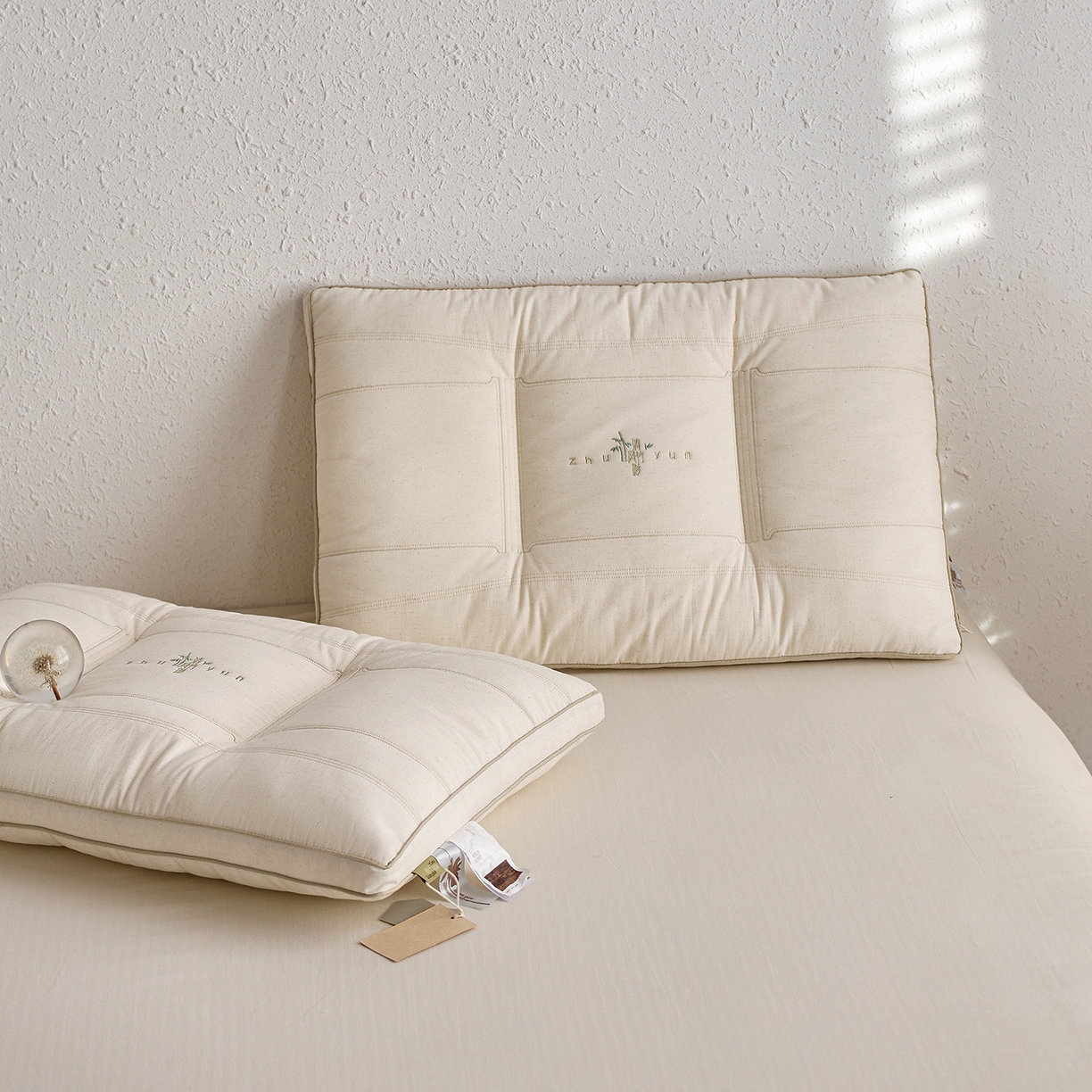 91家纺网 家纺一手货源 找家纺 （总）北鸣有鱼枕芯馆 2025新款麻棉分区护颈枕-清风竹影