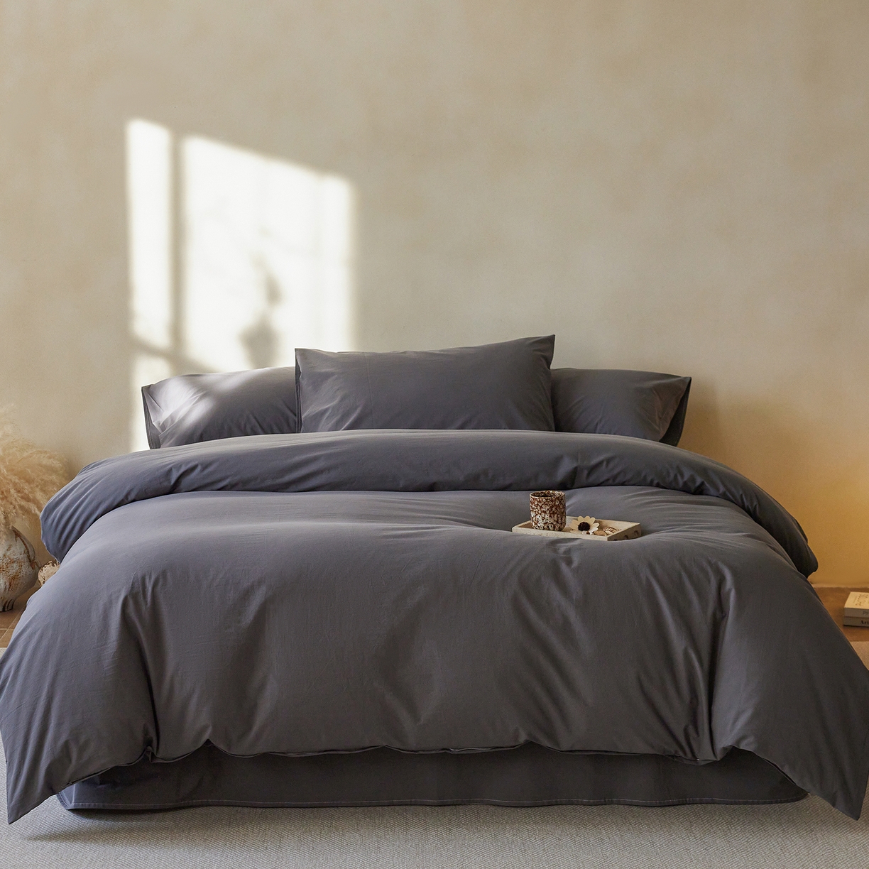 91家纺网 家纺一手货源 找家纺 （总）轩和家居 2025新款全棉高支旧感砂洗长绒棉四件套