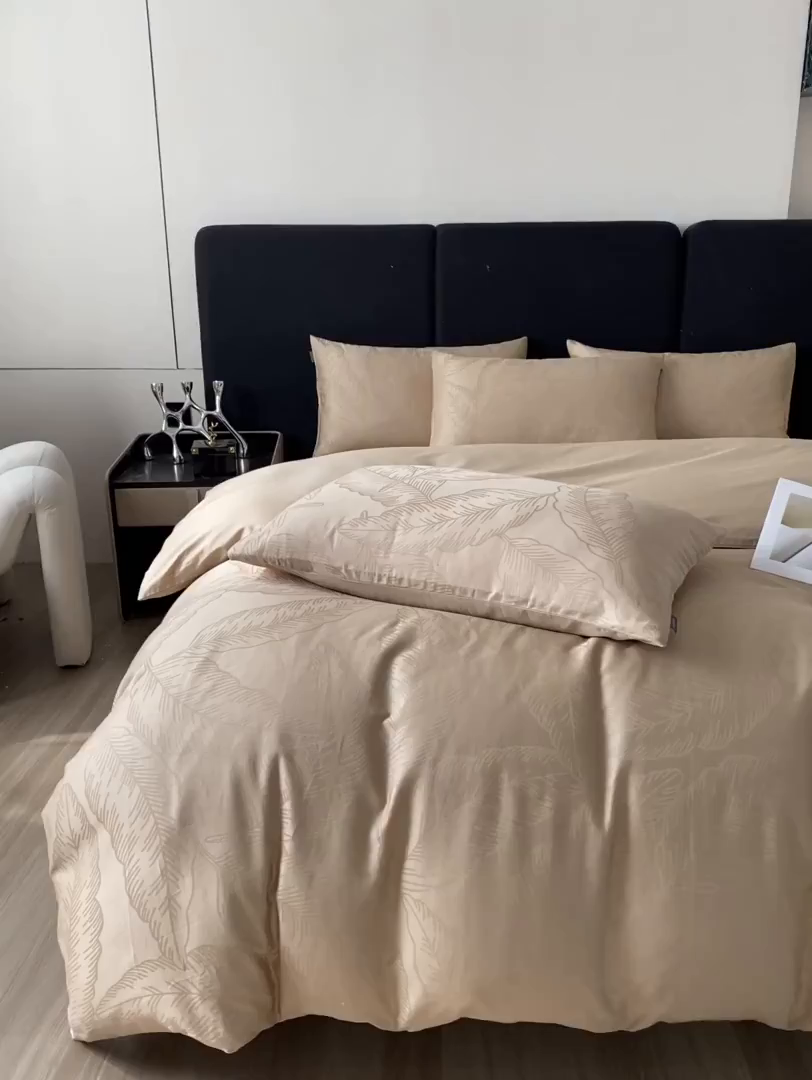 91家纺网 家纺一手货源 找家纺 （总）咏绒家纺工厂店 2025新款长绒棉纯色款提花四件套