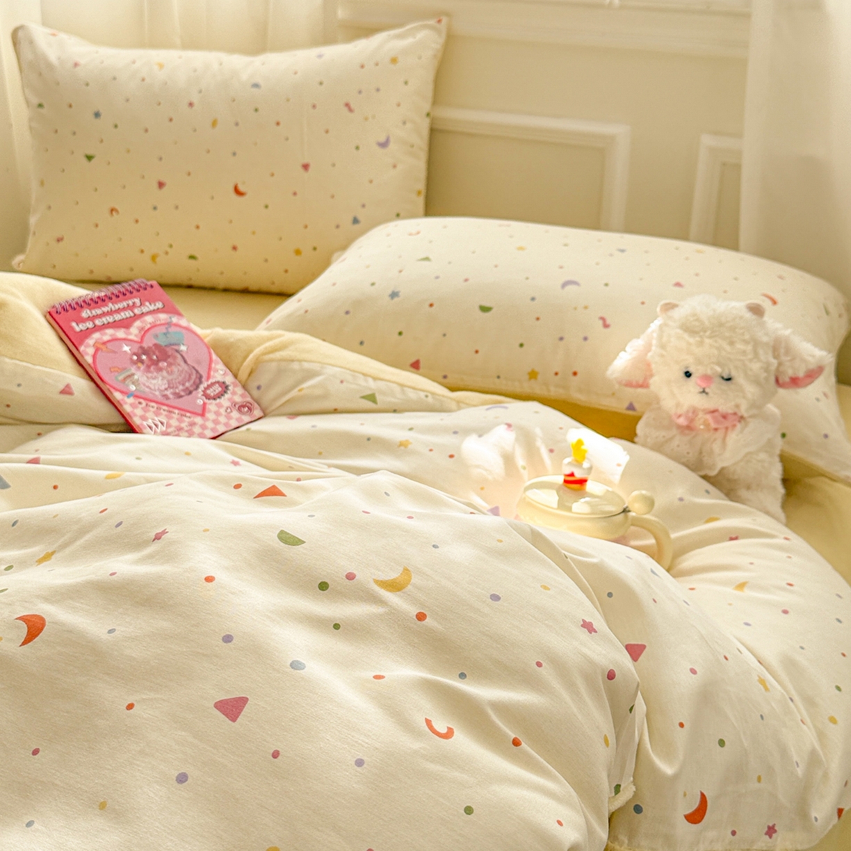 91家纺网 家纺一手货源 找家纺 呗旺鹿 2025新款卡通棉+绒牛奶绒棉绒四件套 快乐魔法