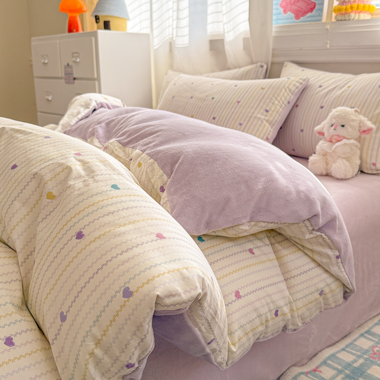 91家纺网 家纺一手货源 找家纺 呗旺鹿 2025新款卡通棉+绒牛奶绒棉绒四件套 心意满满