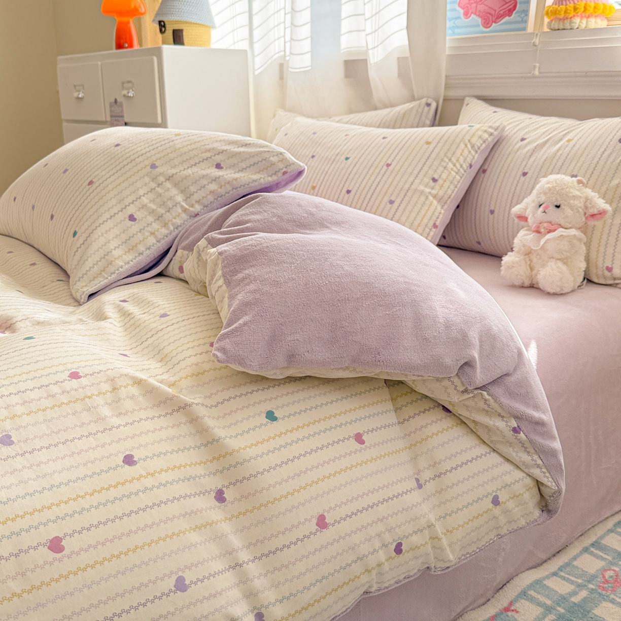 91家纺网 家纺一手货源 找家纺 呗旺鹿 2025新款卡通棉+绒牛奶绒棉绒四件套 心意满满