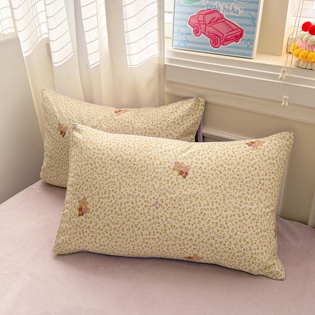 91家纺网 家纺一手货源 找家纺 呗旺鹿 2025新款卡通棉+绒牛奶绒棉绒四件套 闹钟麦田