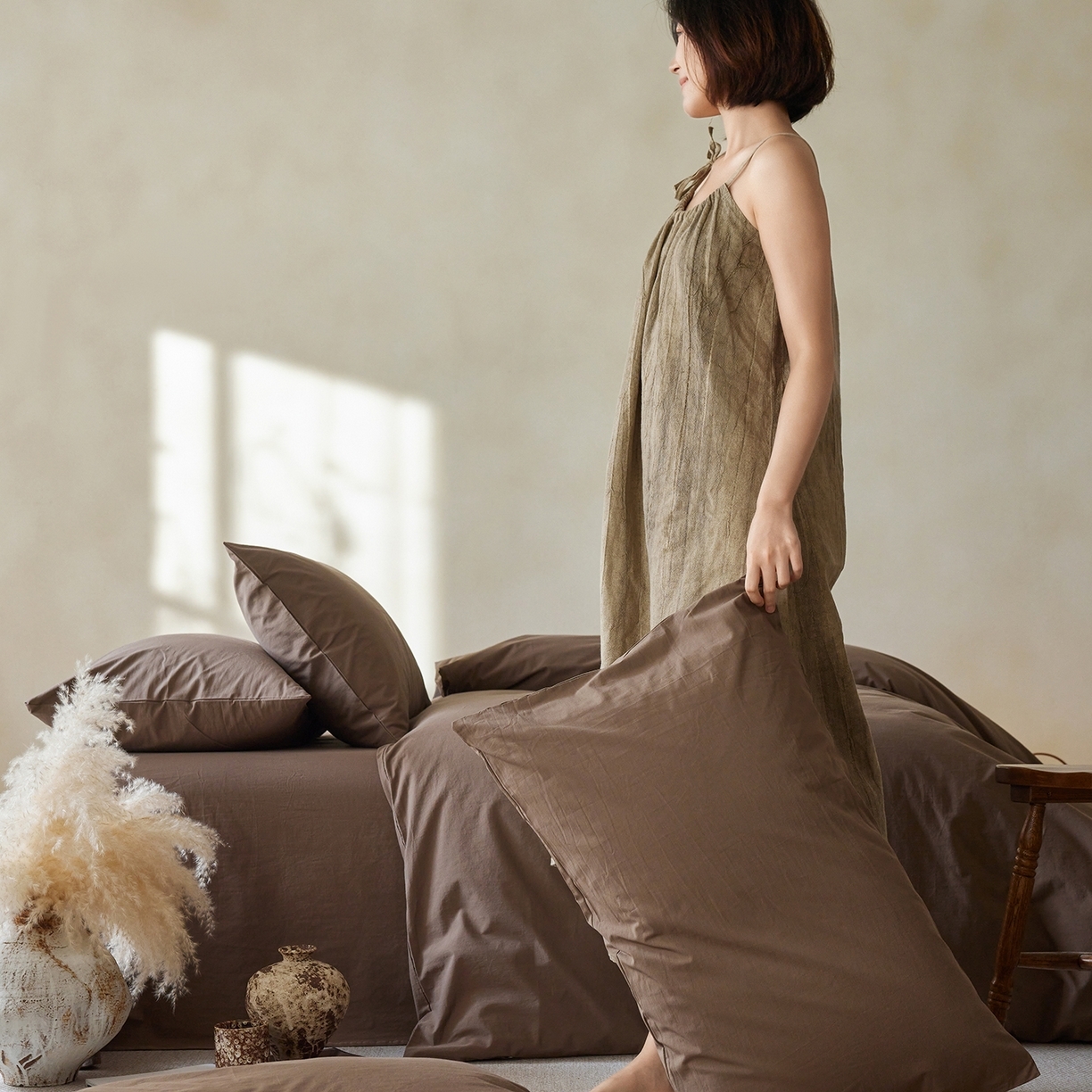 91家纺网 家纺一手货源 找家纺 （总）轩和家居 2025新款全棉高支旧感砂洗长绒棉四件套