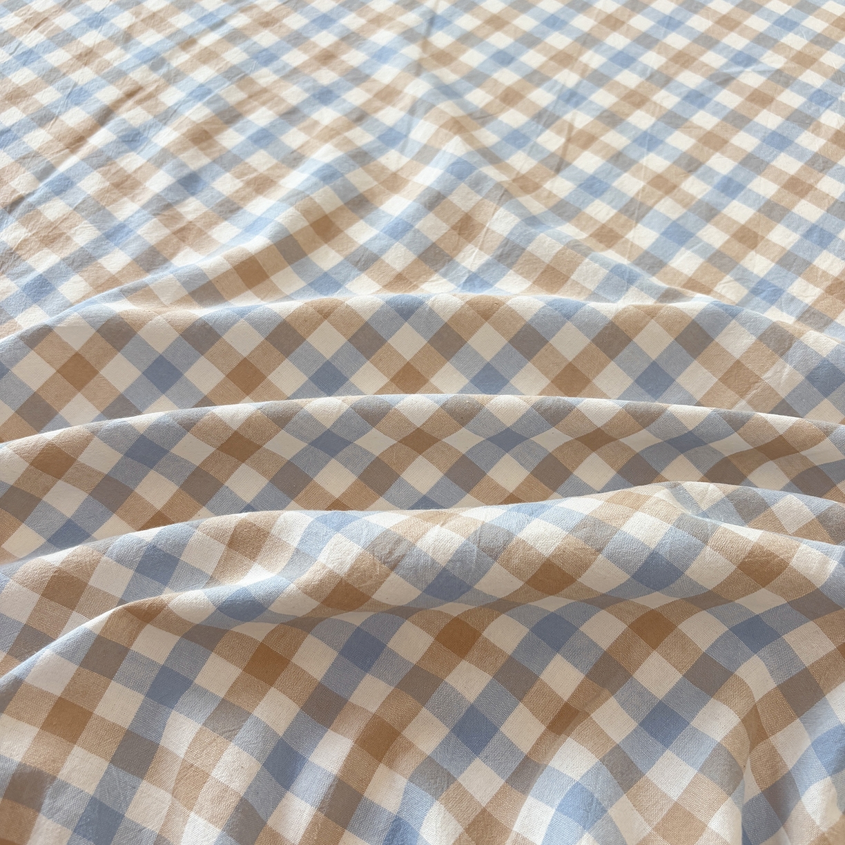 91家纺网 家纺一手货源 找家纺 居眠 2025新款单层色织水洗格子全棉纯棉单床笠床笠单件单品床笠 印月兰