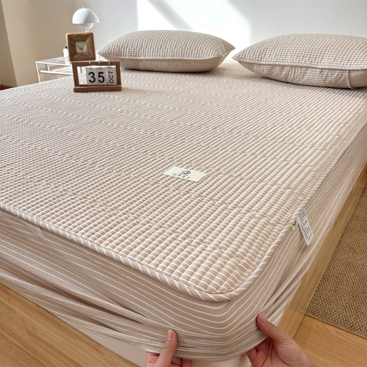 91家纺网 家纺一手货源 找家纺 （总）居眠 2025新款格子全棉纯棉水洗棉棉花单床笠床笠单件单品床笠