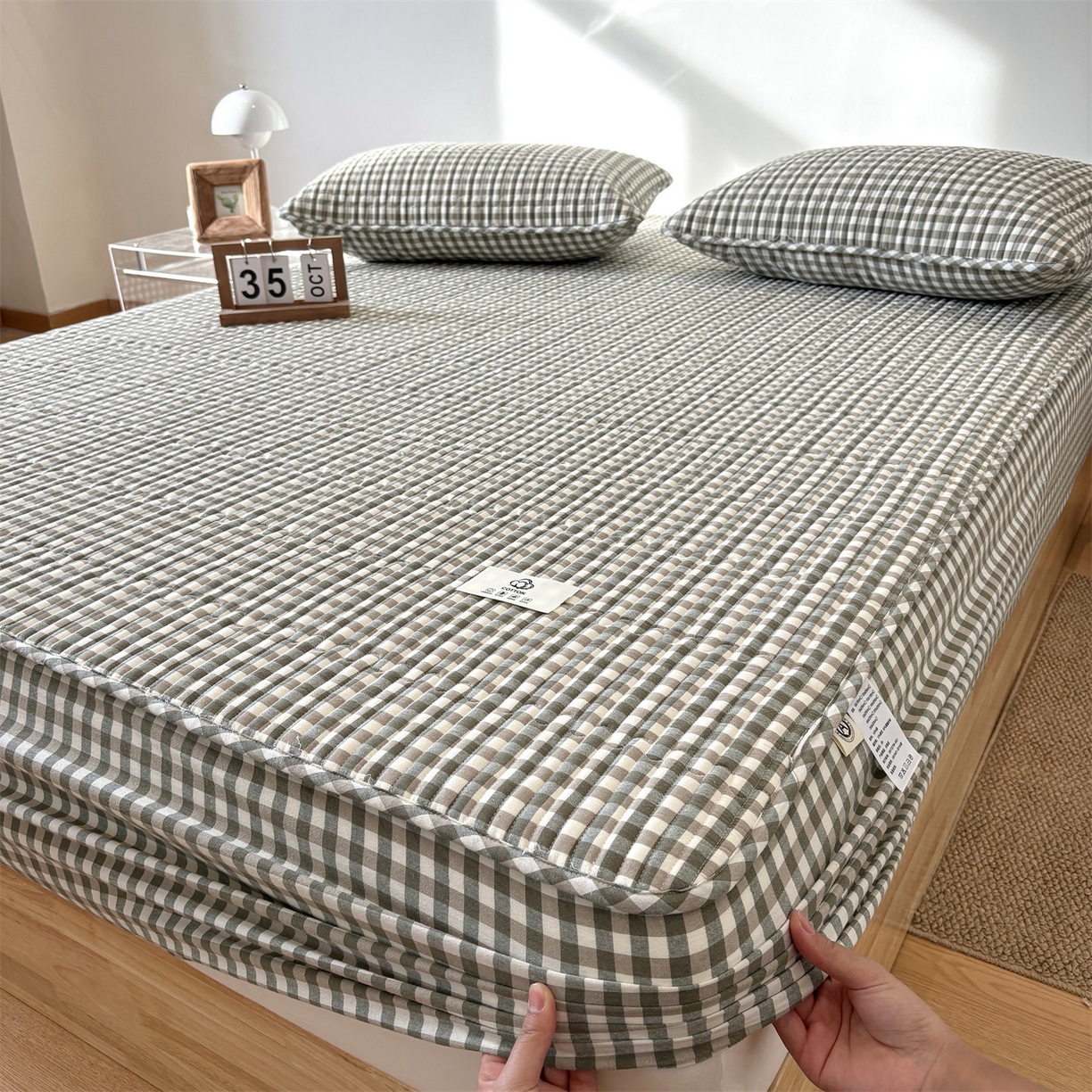 91家纺网 家纺一手货源 找家纺 （总）居眠 2025新款格子全棉纯棉水洗棉棉花单床笠床笠单件单品床笠