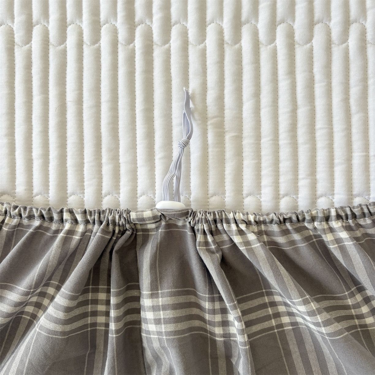 91家纺网 家纺一手货源 找家纺 居眠 2025新款格子全棉纯棉水洗棉棉花单床笠床笠单件单品床笠 夹棉款-马丁灰