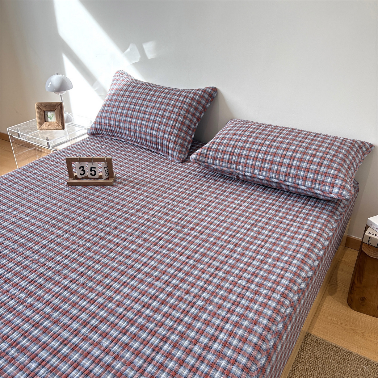 91家纺网 家纺一手货源 找家纺 居眠 2025新款格子全棉纯棉水洗棉棉花单床笠床笠单件单品床笠 夹棉款-瑞土兰