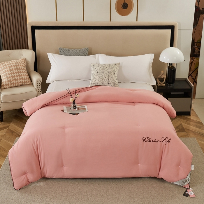 畅畅家纺 2025新款洛卡棉手工订花羽丝棉封口冬被被子被芯 粉色