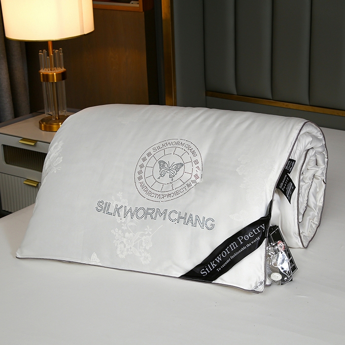 91家纺网 家纺一手货源 找家纺 畅畅家纺 2025新款微商热款蝴蝶丝棉被加厚全棉纯棉莫代尔提花手工订花被子被芯 经典白