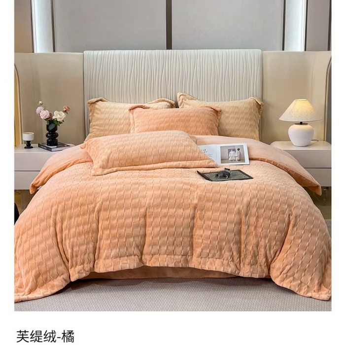 91家纺网 家纺一手货源 找家纺 （总）畅畅家纺 2025秋冬新款高克重260克9斤半轻奢宽边芙缇绒牛奶绒四件套