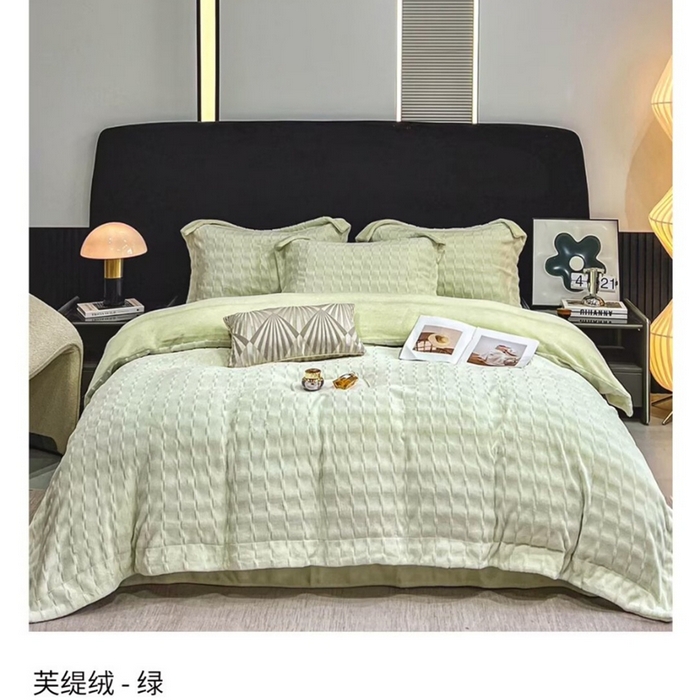 91家纺网 家纺一手货源 找家纺 （总）畅畅家纺 2025秋冬新款高克重260克9斤半轻奢宽边芙缇绒牛奶绒四件套