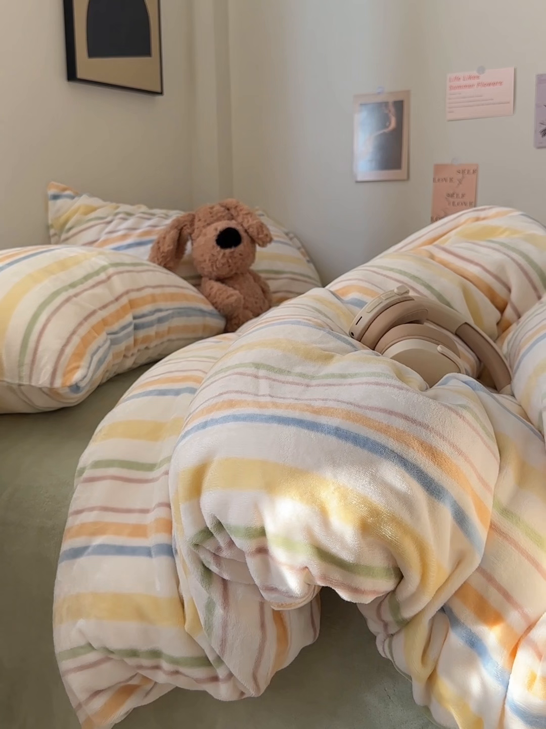 91家纺网 家纺一手货源 找家纺 （总）艾咪-Amy ntmy 2025新款治愈系条纹牛奶绒四件套