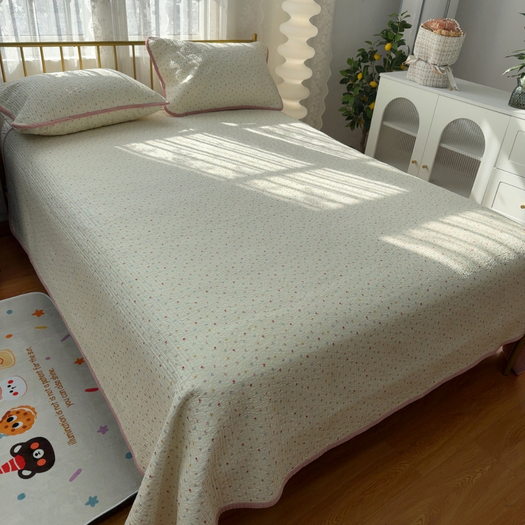 91家纺网 家纺一手货源 找家纺 暖居 2026新款一面纯棉一面绒床盖+同款纯棉豆豆被跑量 小花