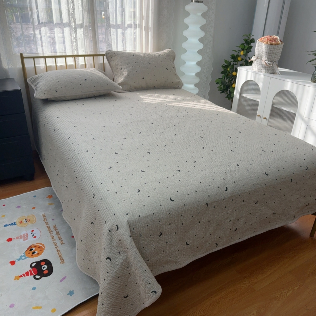 91家纺网 家纺一手货源 找家纺 暖居 2026新款一面纯棉一面绒床盖+同款纯棉豆豆被跑量 星月