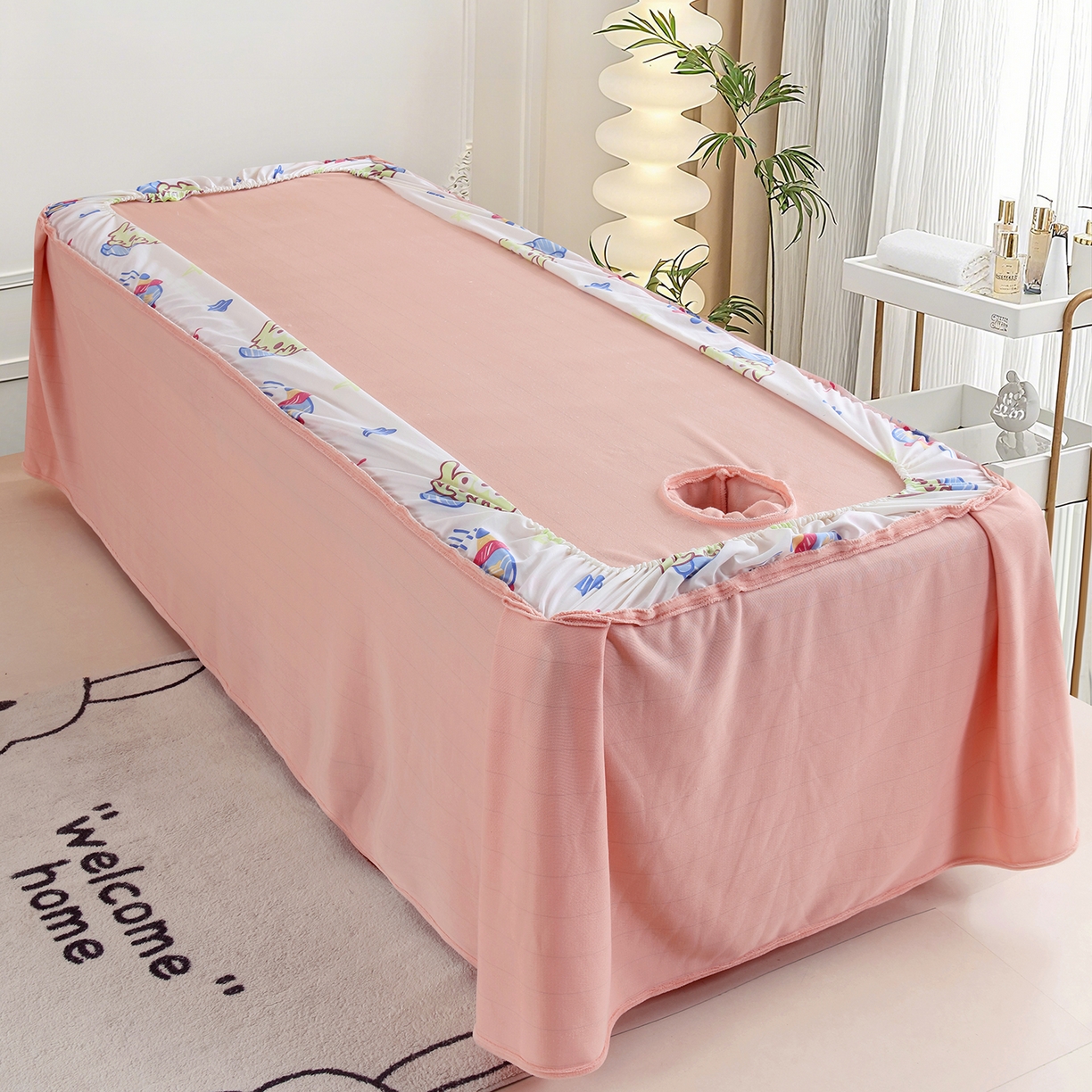 91家纺网 家纺一手货源 找家纺 （总）千姿坊美容床罩 2025新款秋冬加厚保暖牛奶绒美容床罩四件套美容院养生馆专用