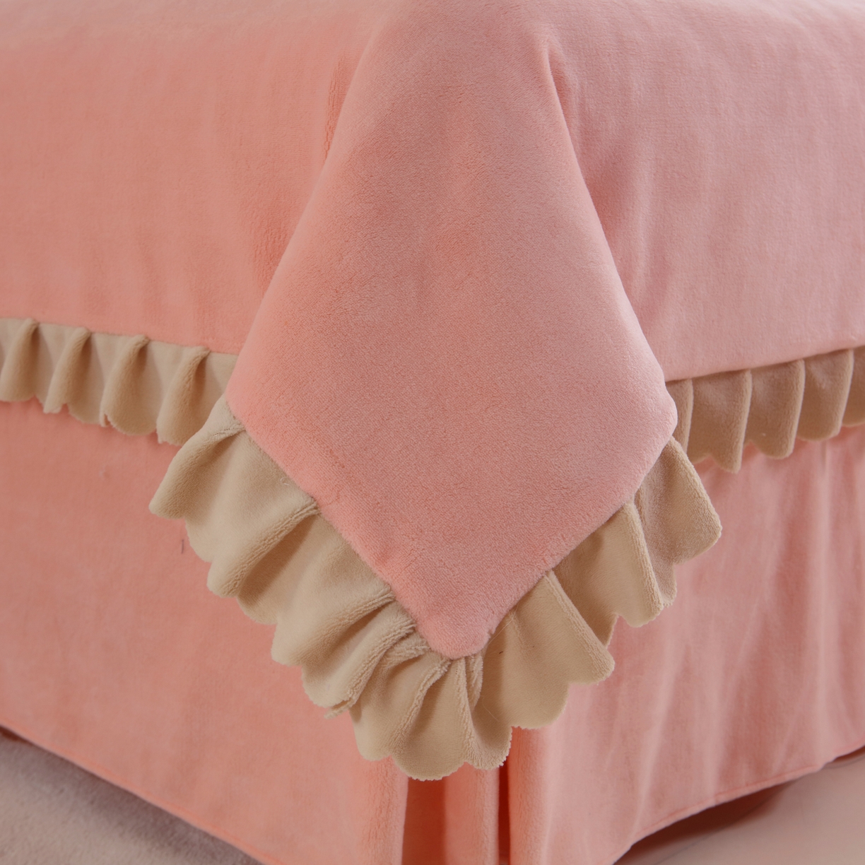 91家纺网 家纺一手货源 找家纺 千姿坊美容床罩 2025新款秋冬加厚保暖牛奶绒美容床罩四件套美容院养生馆专用 淘气熊猫-粉