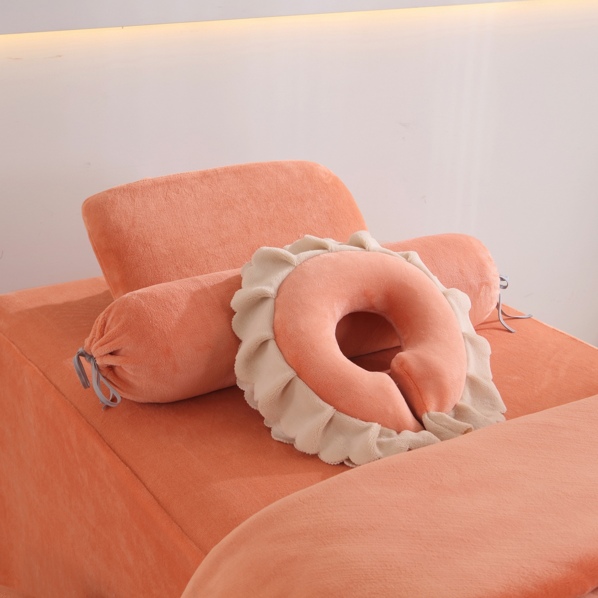 91家纺网 家纺一手货源 找家纺 千姿坊美容床罩 2025新款秋冬加厚保暖牛奶绒美容床罩四件套美容院养生馆专用 淘气熊猫-橘色