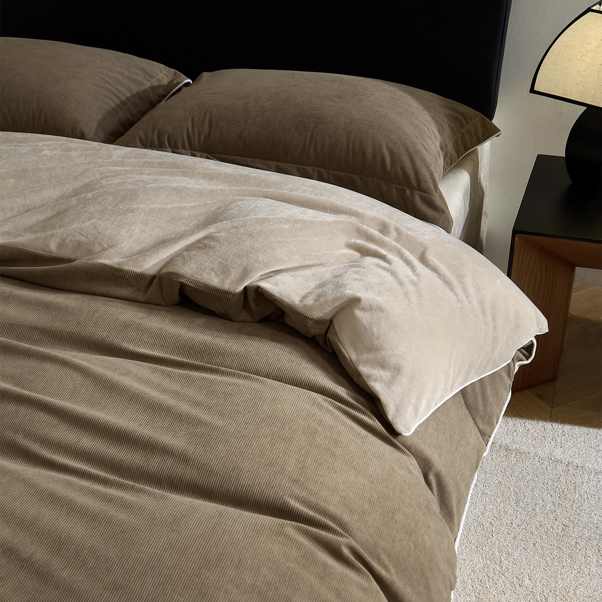 91家纺网 家纺一手货源 找家纺 （总）ONE TWO ONE 121 【提供买家秀】【控价商品】2025新款提花婴儿绒四件套牛奶绒被套床单枕套毛毯被罩被子被芯床品-沉香控价 【卷后标准 268 加大 288 】