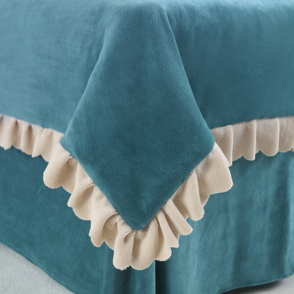 91家纺网 家纺一手货源 找家纺 千姿坊美容床罩 2025新款秋冬加厚保暖牛奶绒美容床罩四件套美容院养生馆专用 淘气熊猫-深蓝