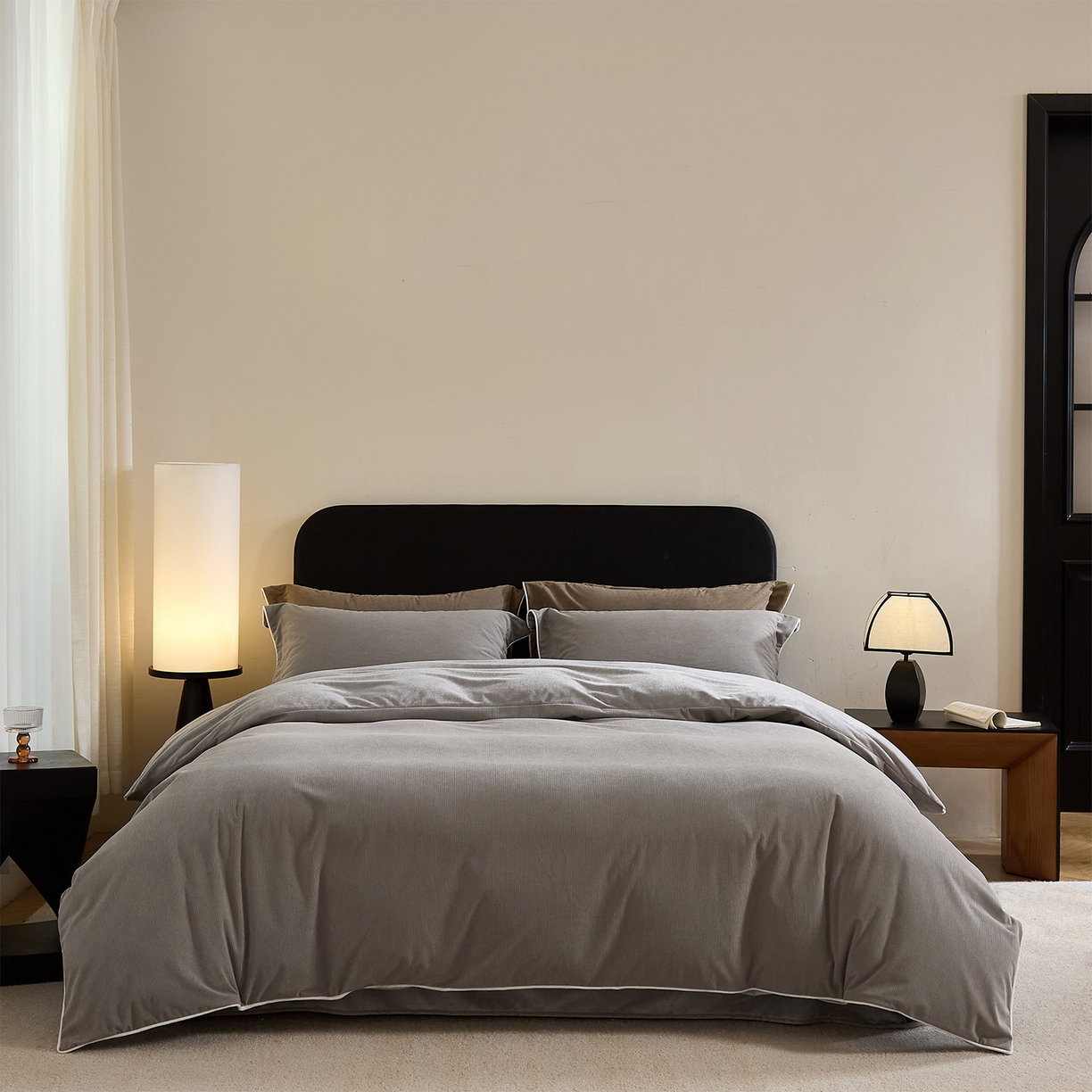 91家纺网 家纺一手货源 找家纺 ONE TWO ONE 121 【提供买家秀】【控价商品】2025新款提花婴儿绒四件套牛奶绒被套床单枕套毛毯被罩被子被芯床品-沉香控价 【卷后标准 268 加大 288 】 沉香-灰