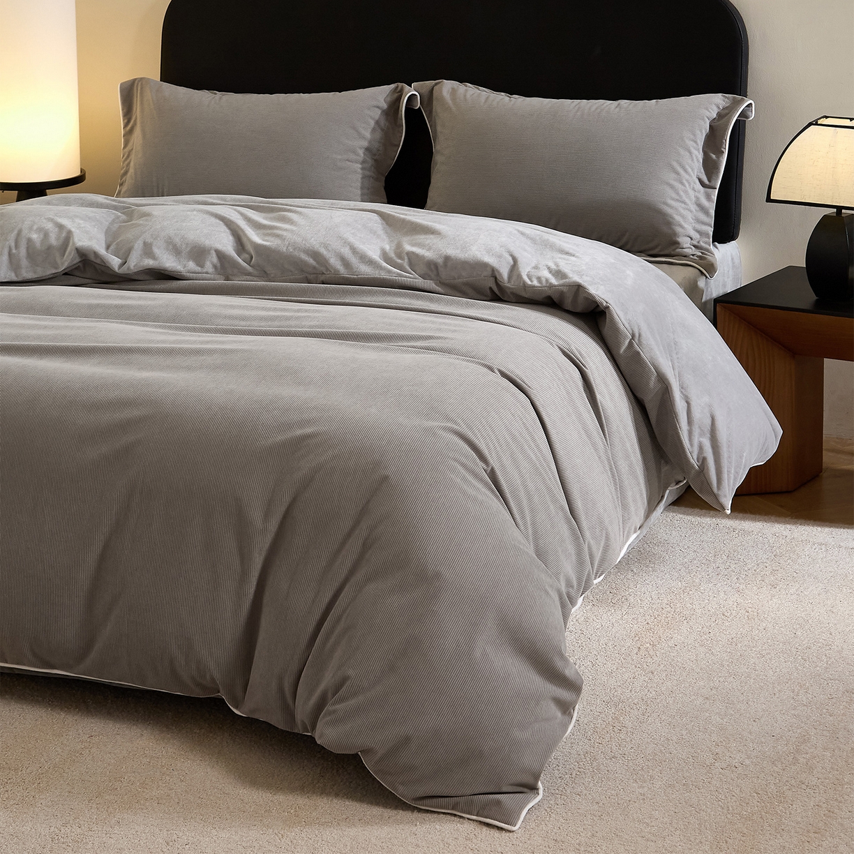 91家纺网 家纺一手货源 找家纺 ONE TWO ONE 121 【提供买家秀】【控价商品】2025新款提花婴儿绒四件套牛奶绒被套床单枕套毛毯被罩被子被芯床品-沉香控价 【卷后标准 268 加大 288 】 沉香-灰