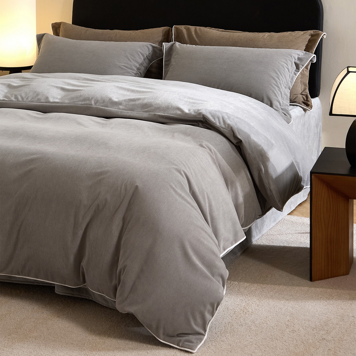 91家纺网 家纺一手货源 找家纺 ONE TWO ONE 121 【提供买家秀】【控价商品】2025新款提花婴儿绒四件套牛奶绒被套床单枕套毛毯被罩被子被芯床品-沉香控价 【卷后标准 268 加大 288 】 沉香-灰