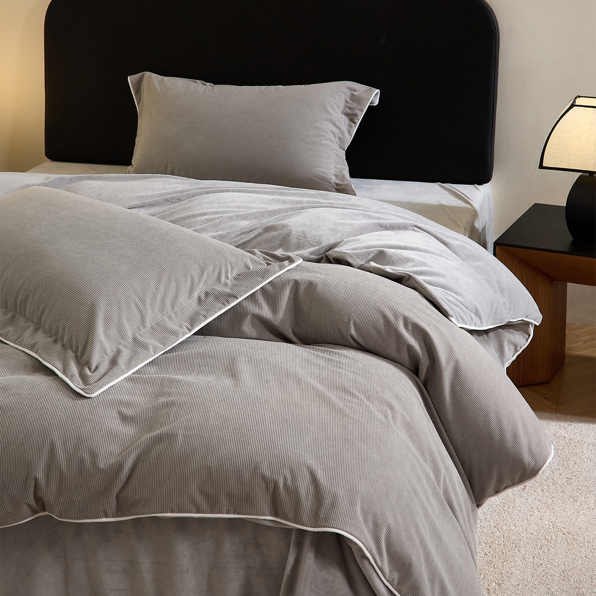 91家纺网 家纺一手货源 找家纺 ONE TWO ONE 121 【提供买家秀】【控价商品】2025新款提花婴儿绒四件套牛奶绒被套床单枕套毛毯被罩被子被芯床品-沉香控价 【卷后标准 268 加大 288 】 沉香-灰