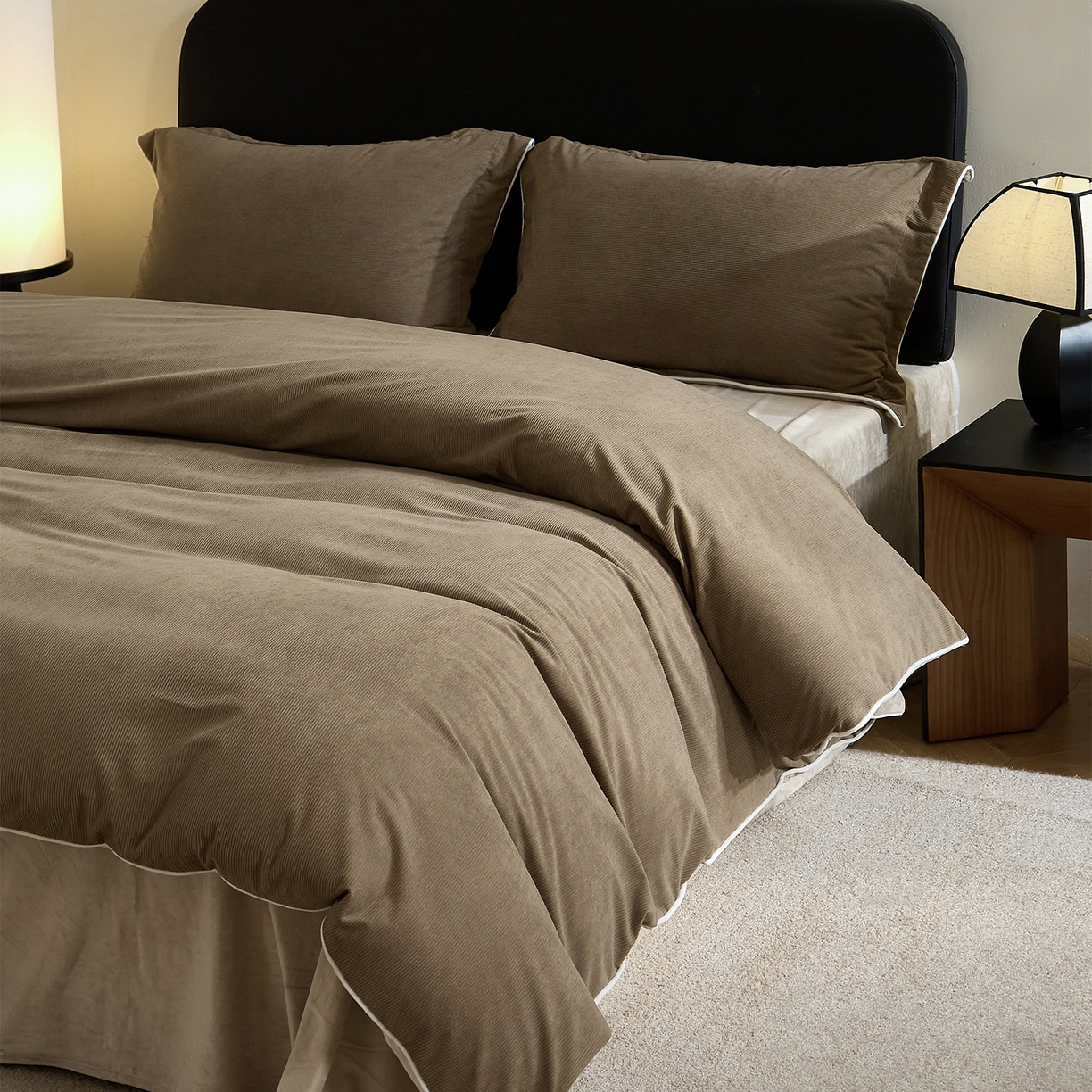 91家纺网 家纺一手货源 找家纺 ONE TWO ONE 121 【提供买家秀】【控价商品】2025新款提花婴儿绒四件套牛奶绒被套床单枕套毛毯被罩被子被芯床品-沉香控价 【卷后标准 268 加大 288 】 沉香-棕