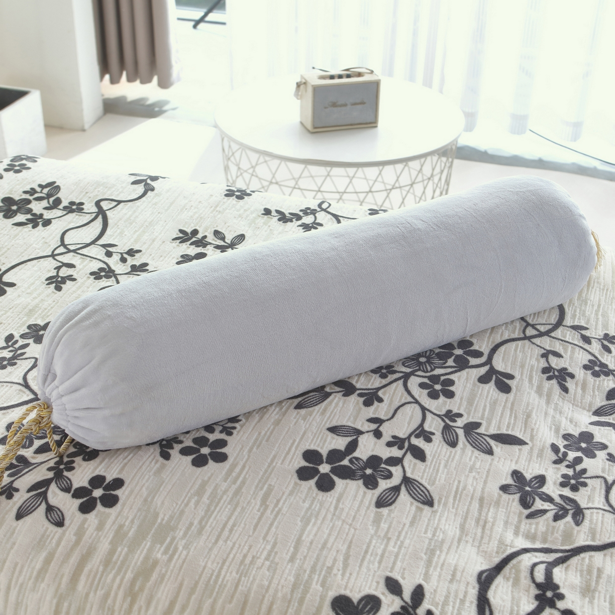 91家纺网 家纺一手货源 找家纺 千姿坊美容床罩 2025新款秋冬加厚保暖牛奶绒美容床罩四件套美容院养生馆专用 叶语悠然-灰色