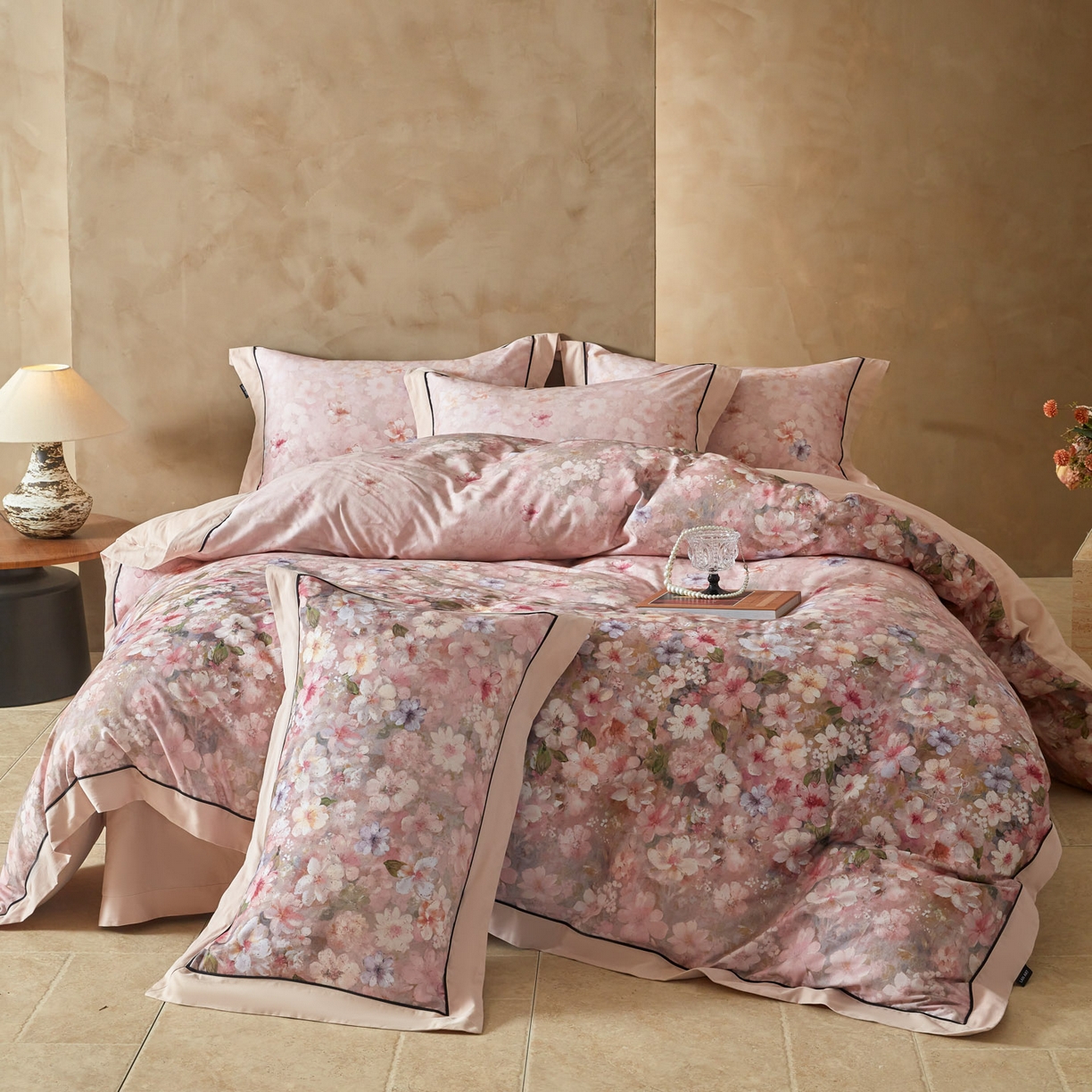 91家纺网 家纺一手货源 找家纺 洺兰家居 2026年新疆长绒棉100支秋冬款轻磨毛加厚保暖工艺款四件套床上用品 织梦-粉