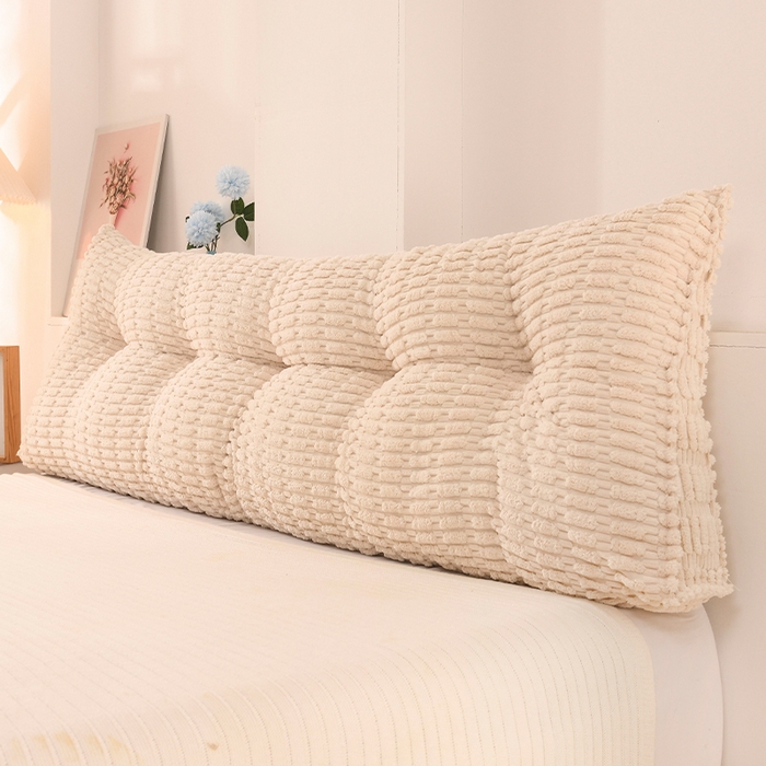 91家纺网 家纺一手货源 找家纺 碧尔家居 2025新款时尚床头靠枕护腰大靠背榻榻米三角靠垫飘窗看书加厚软包防撞免洗 米白