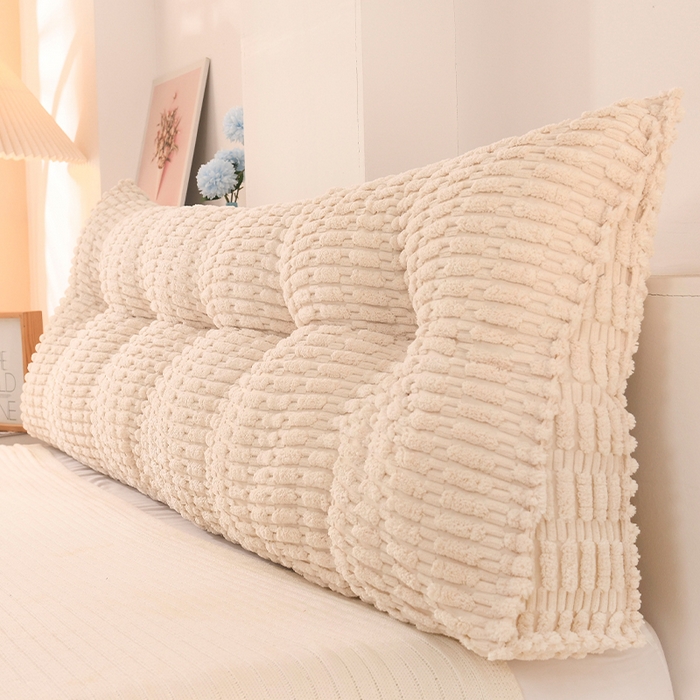 91家纺网 家纺一手货源 找家纺 碧尔家居 2025新款时尚床头靠枕护腰大靠背榻榻米三角靠垫飘窗看书加厚软包防撞免洗 米白