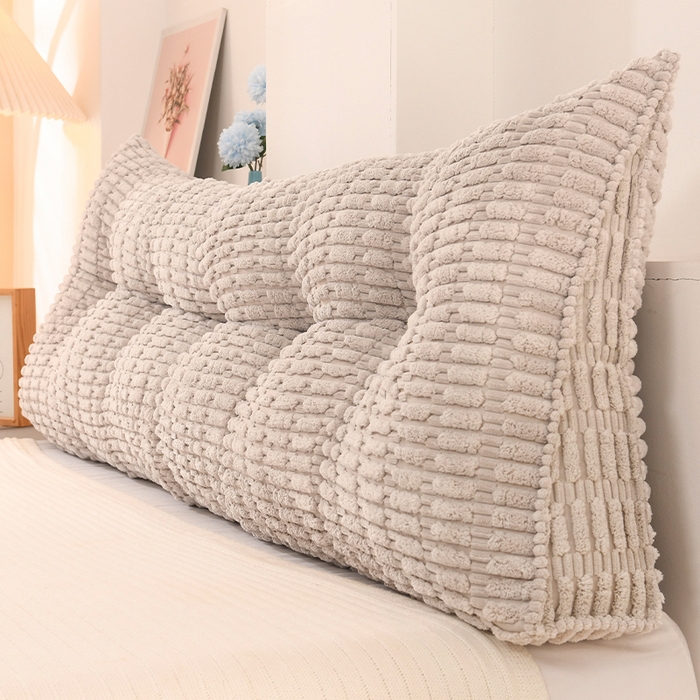 91家纺网 家纺一手货源 找家纺 碧尔家居 2025新款时尚床头靠枕护腰大靠背榻榻米三角靠垫飘窗看书加厚软包防撞免洗 卡其灰