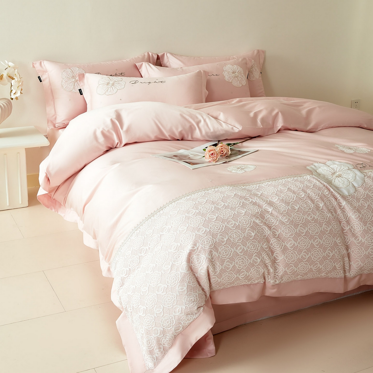 91家纺网 家纺一手货源 找家纺 （总）洺兰家居 2026年新疆长绒棉100支刺绣款绣花工艺款法式四件套 云岚