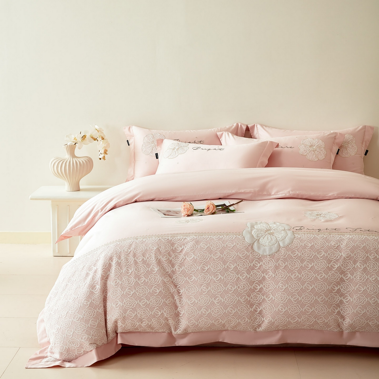 91家纺网 家纺一手货源 找家纺 （总）洺兰家居 2026年新疆长绒棉100支刺绣款绣花工艺款法式四件套 云岚