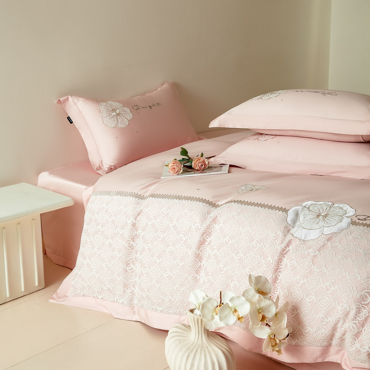 91家纺网 家纺一手货源 找家纺 （总）洺兰家居 2026年新疆长绒棉100支刺绣款绣花工艺款法式四件套 云岚