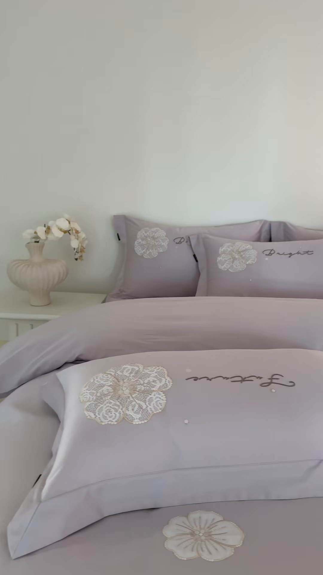 91家纺网 家纺一手货源 找家纺 洺兰家居 2026年新疆长绒棉100支刺绣款绣花工艺款法式四件套 云岚 云岚-紫